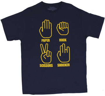 Crude Attitude Mens T-Shirt -  "Paper, Rock, Scissors, SHOCKER"