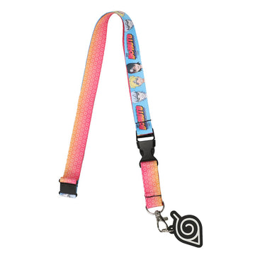 Bioworld Boruto Konoha Village Symbol Pink And Yellow Lanyard