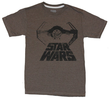 Star Wars Mens T-Shirt - Flocked Word Logo With Tie Fighter Image