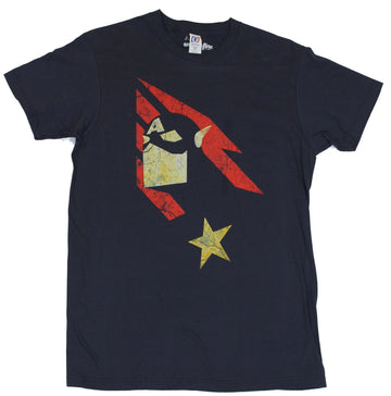 Captain America Mens T-Shirt - Stylized Square Jawed Cap Star Image
