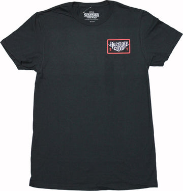 Stranger Things Mens T-Shirt - Hellfire Club Lapel Fireball Him Back