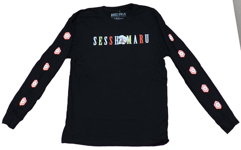 Inuyasha Long Sleeve Mens T-Shirt - Sesshomaru Chibi Style Symbol Sleeves