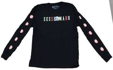 Inuyasha Long Sleeve Mens T-Shirt - Sesshomaru Chibi Style Symbol Sleeves