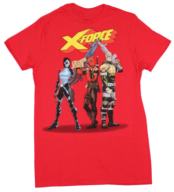 X-Force Mens T-Shirt - Deadpool Cable and Domino  "I'm with Stupid"