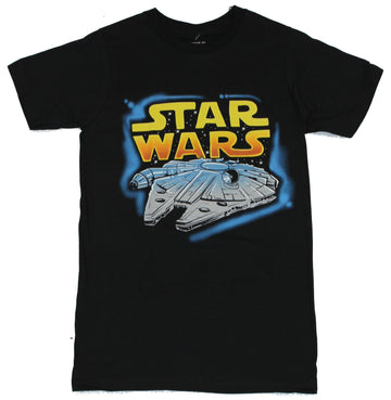 Star Wars Mens T-Shirt - Airbrushed Styled Colorful Millennium Falcon Image