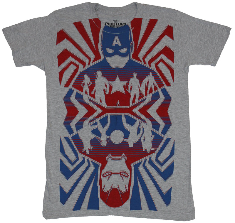 Avengers Civil War (Marvel) Mens T-Shirt - Stylized Civil War Reflection Image