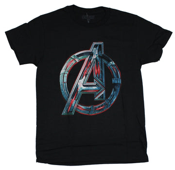 The Avengers (Marvel Comics) Mens T-Shirt - Red Blue Metallic Logo Image