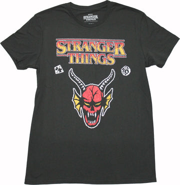 Stranger Things Mens T-Shirt - Distressed Logo & Hellfire Devil