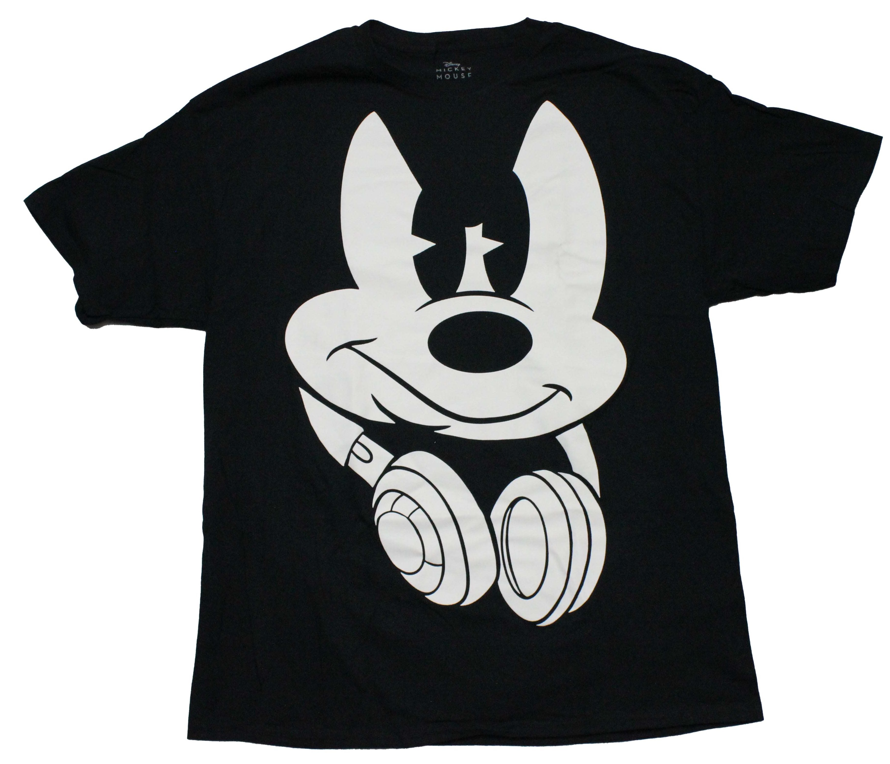 Mickey Mouse Mens T-shirt -  Giant Zoomed In Headphones  Face