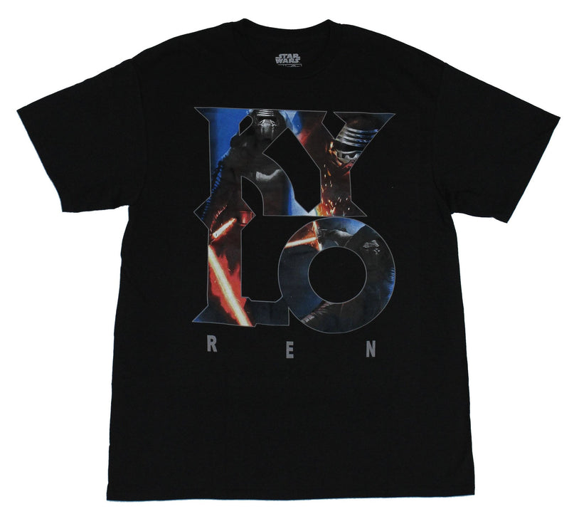 Star Wars Force Awakens Mens T-Shirt - Kylo Ren Images Inside of Giant Letters