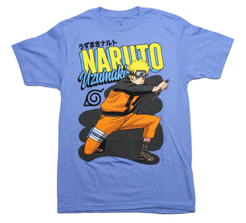 Naruto Shippuden Mens T-Shirt - Uzumaki Crouching Holding Knife