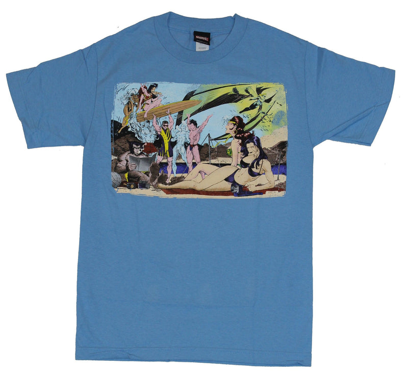 X-Men (Marvel Comics) Mens T-Shirt - 90's Style Swimsuit Beach Party Image