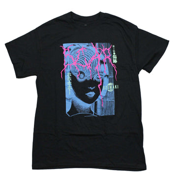 Junji Ito Mens T-Shirt - Uzumaki Blue Female Character Pink Lightning