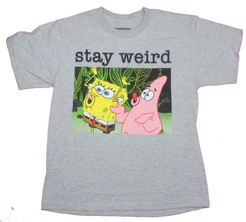 Spongebob Squarepants Mens T-Shirt- Stay Weird Patrick & Bob Image