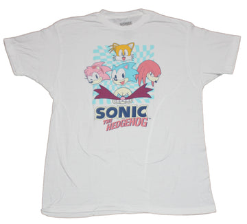 Sonic the Hedgehog Mens T-Shirt - Checkered Heads Over Logo