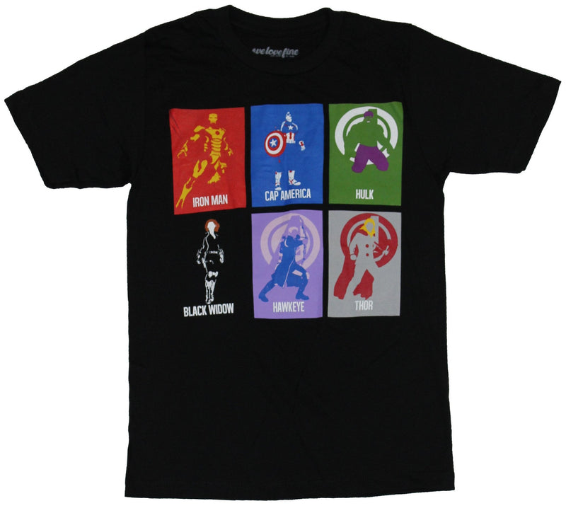The Avengers  Mens T-Shirt - Stylized Colored Boxes of the Big Six - Inmyparentsbasement.com
