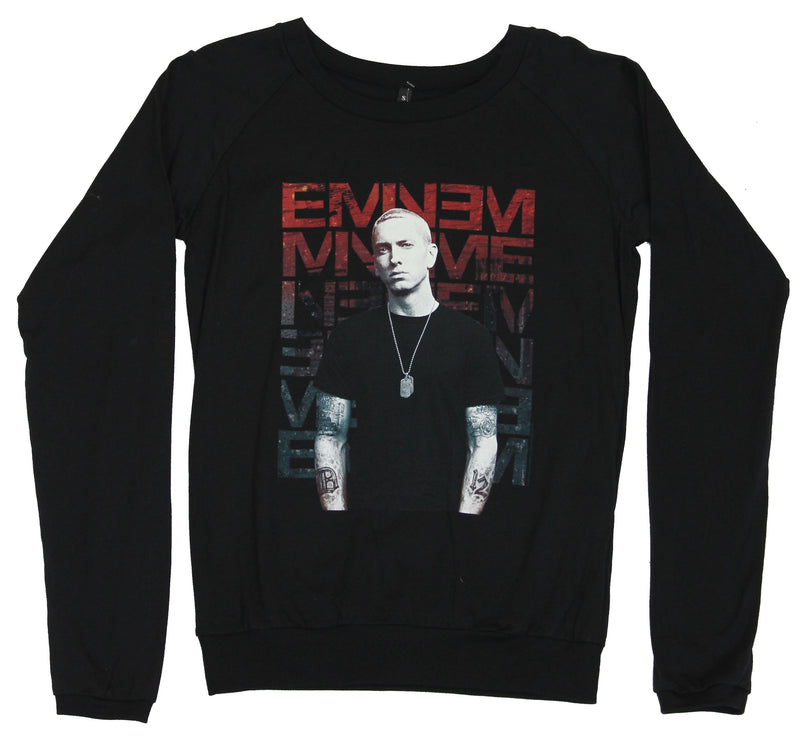 Eminem Girls Juniors Light Sweatshirt -  Photo Posed in Front of  Name Drop - Inmyparentsbasement.com