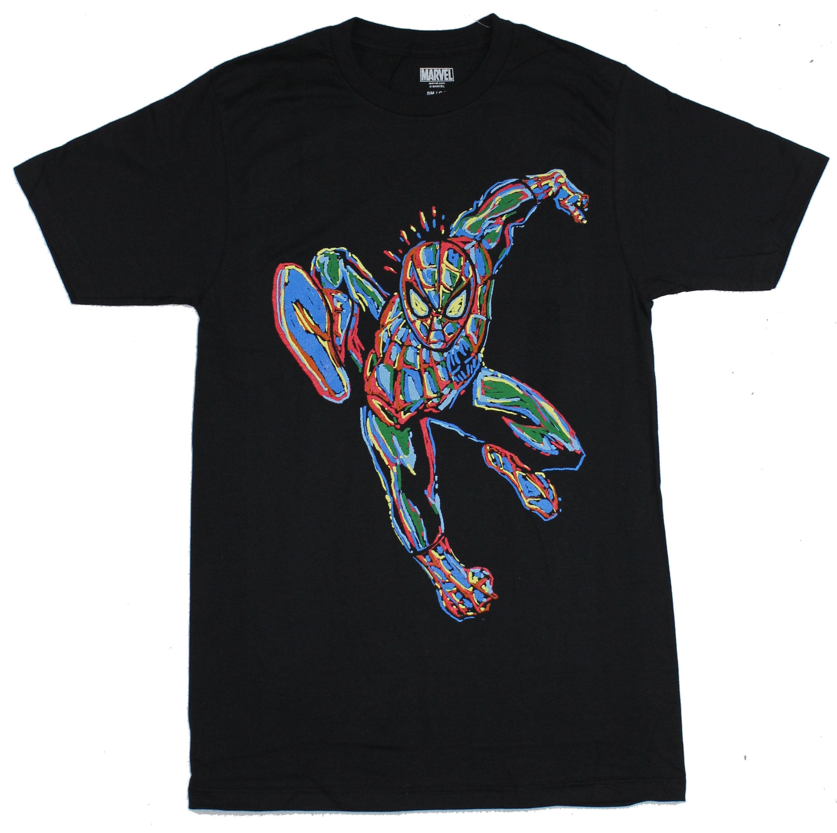 Spider-man (Marvel) Mens T-Shirt - Colorful abstract Swing Spidey Image