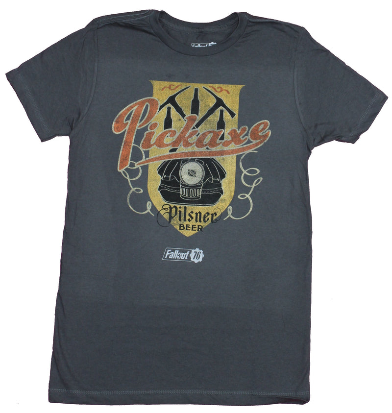 Fallout Mens T-Shirt - Distressed 76 Pickaxe Pilsner Beer Label Image