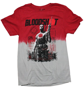 Bloodshot Valiant Mens T-shirt - Standing Holding Gun under Name
