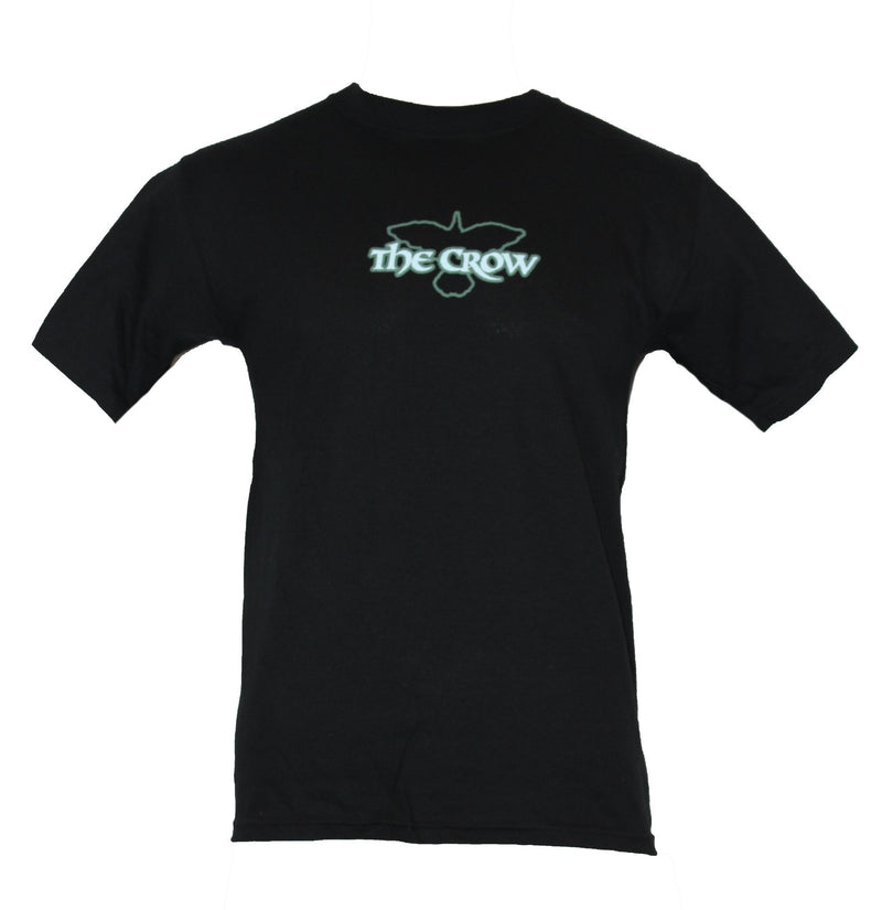 The Crow Mens T-Shirt -Simple Front Design Stylized Guitar Angel Back Image - Inmyparentsbasement.com