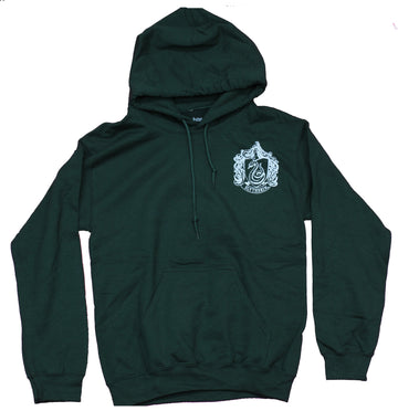 Harry Potter Mens Hoodie  -  Slytherin Logo Lapel Slogan Logo Back