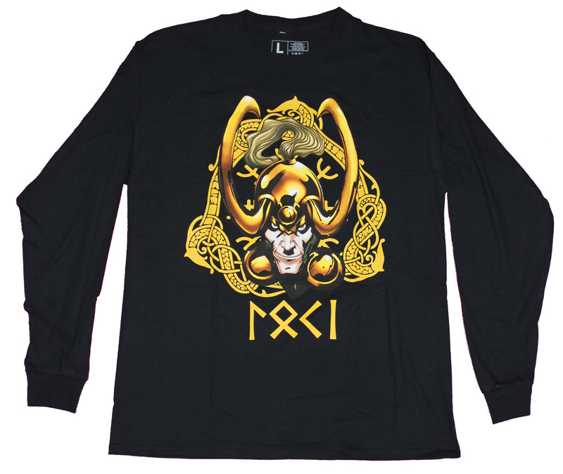 Loki Marvel Comics Mens  Long Sleeve T-Shirt- Ornate Loki Face - Inmyparentsbasement.com
