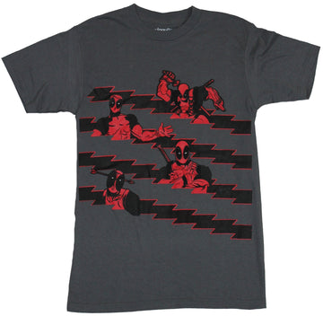 Deadpool (Marvel Comics) Mens T-Shirt - Wade Wilson Zig Zag Action Pose Allover