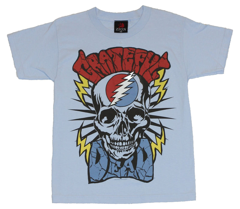 Grateful Dead Mens T-Shirt  - Skeleton Logo on Light Blue [Apparel]