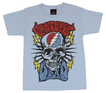 Grateful Dead Mens T-Shirt  - Skeleton Logo on Light Blue [Apparel]