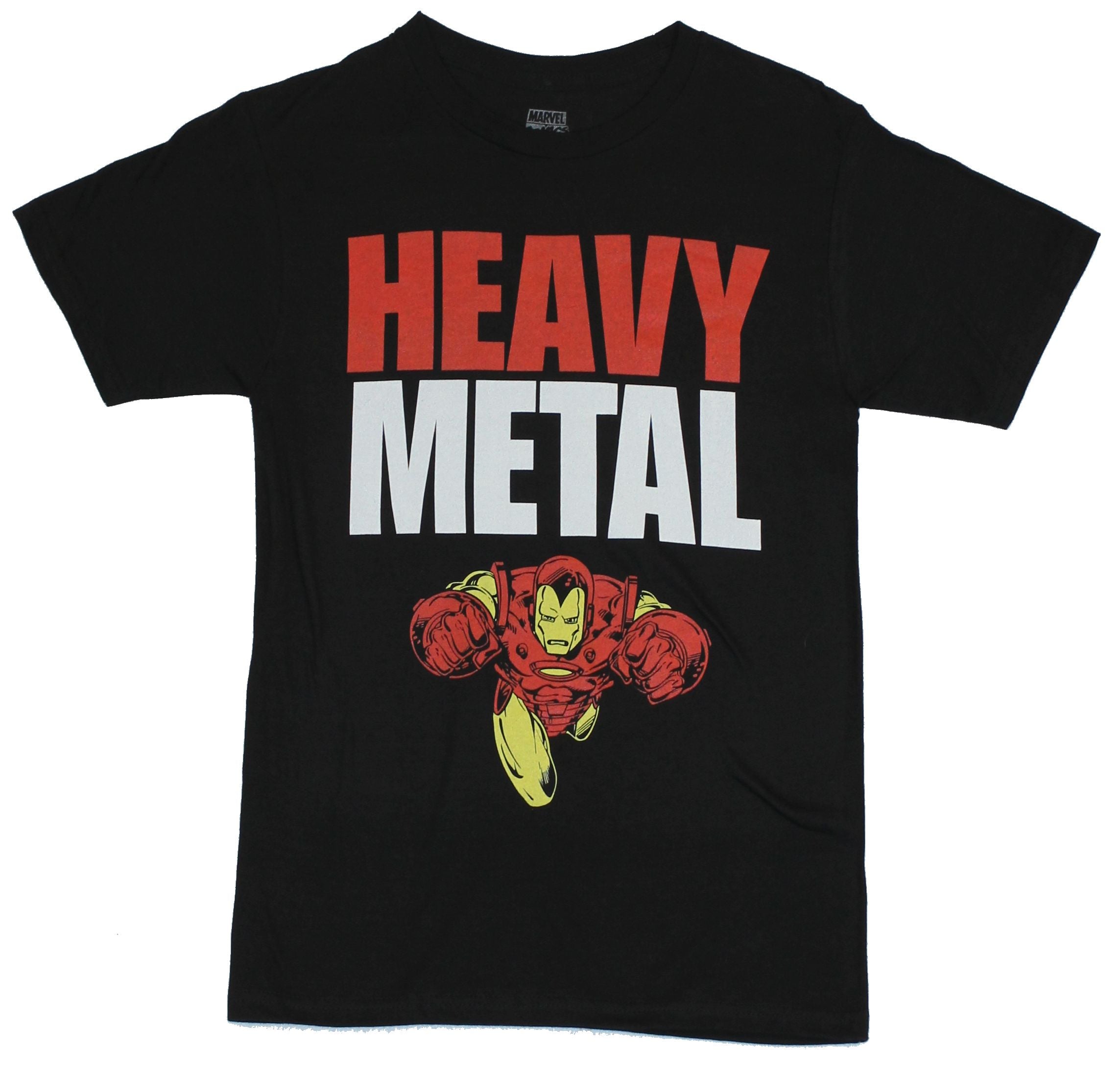 Iron Man(Marvel Comics) Mens T-Shirt - Heavy Metal Above Iron Man Image