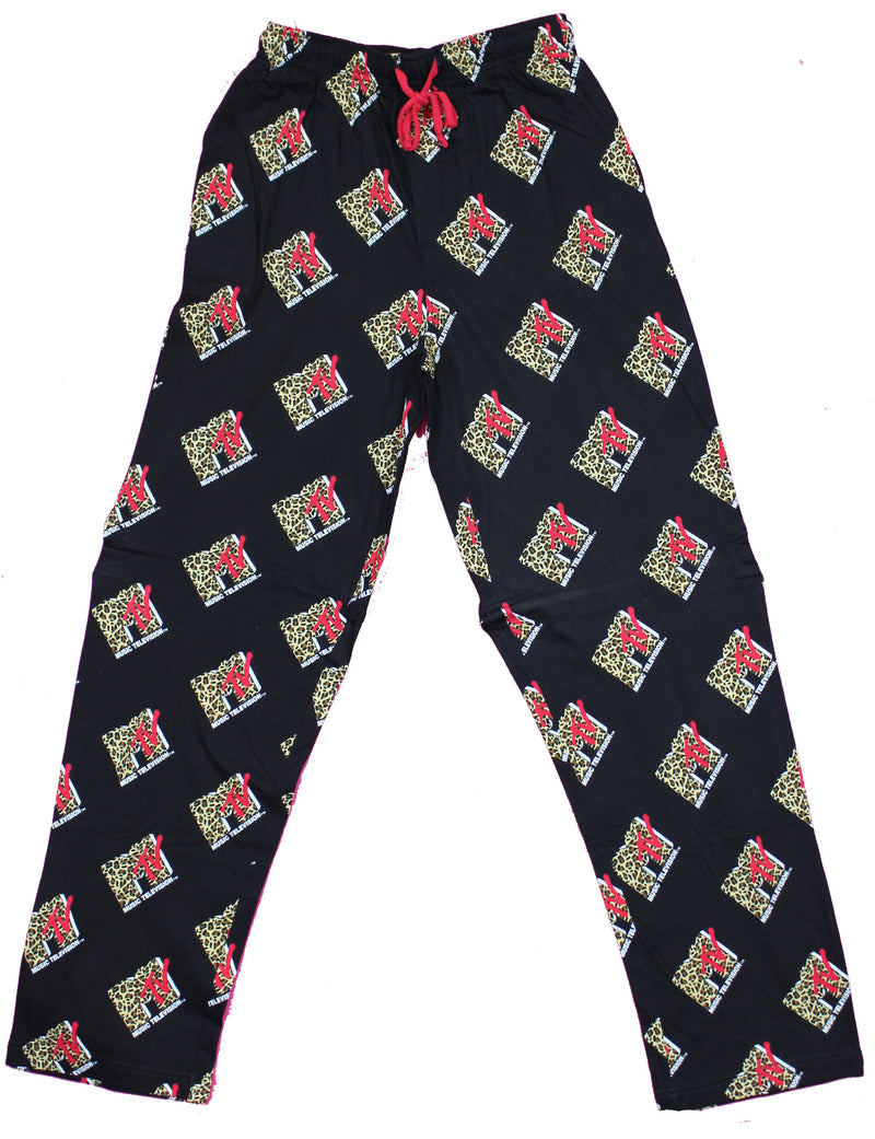 MTV Leopard Logo Allover Cotton Mens Lounge Pajama Pants - Inmyparentsbasement.com