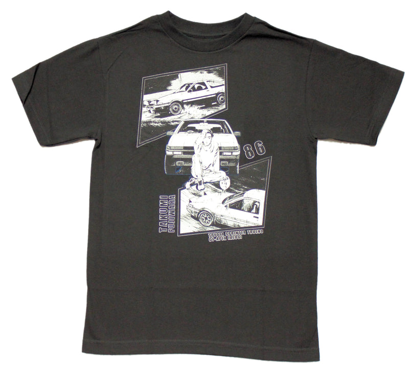 Initial D Mens T-Shirt Takumi Sitting In Front of Toyota Sprinter Trueno - Inmyparentsbasement.com