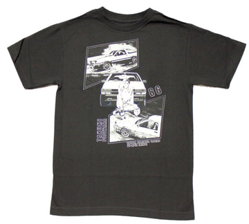 Initial D Mens T-Shirt Takumi Sitting In Front of Toyota Sprinter Trueno
