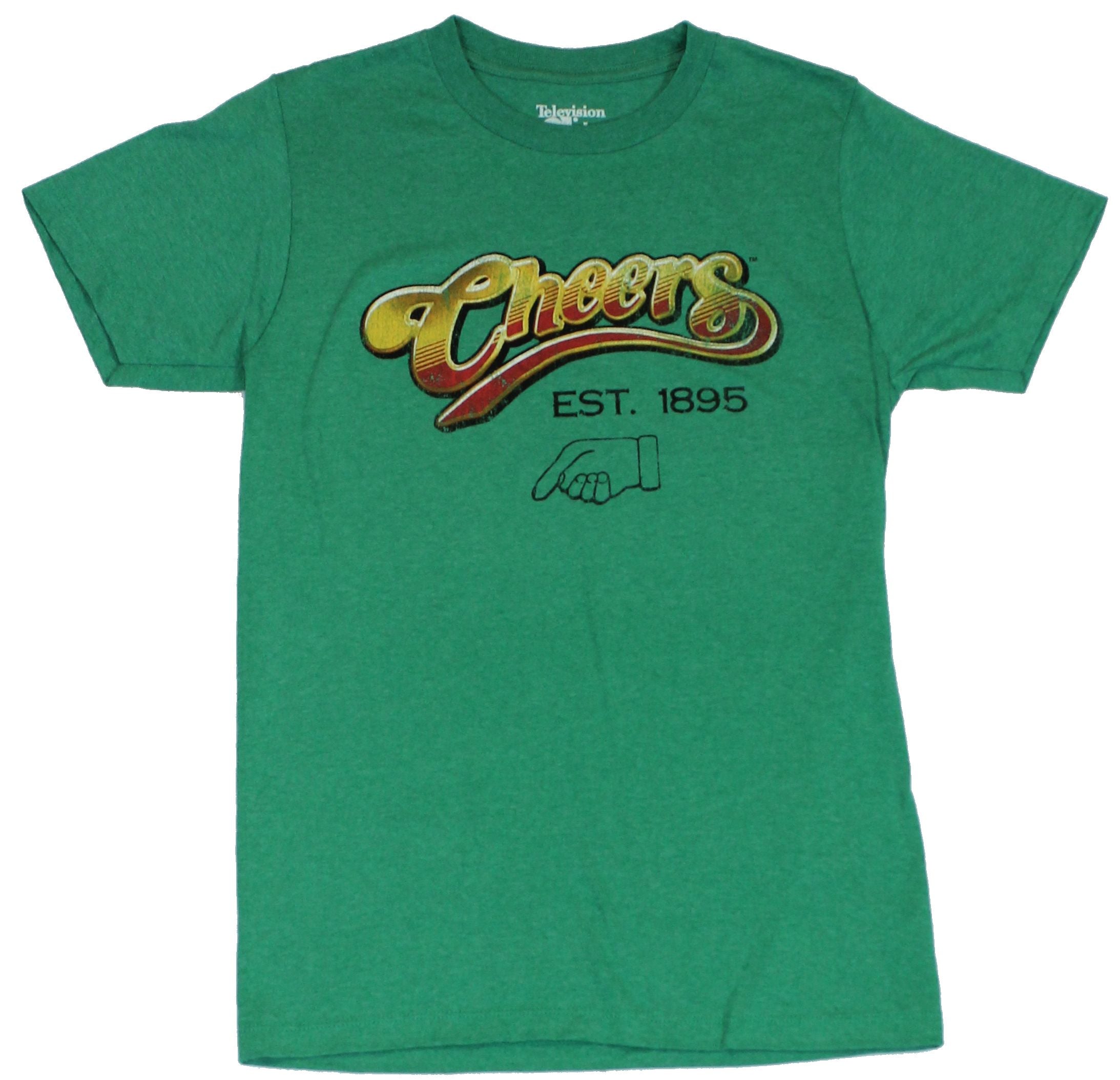 Cheers Mens T-Shirt  - Established 1985 Script Logo Hand Image