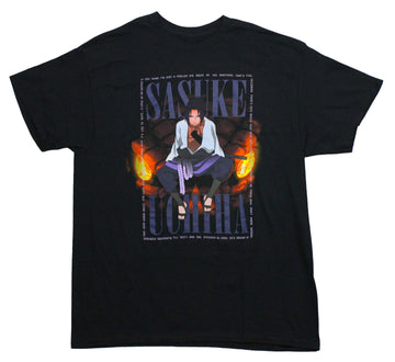 Naruto Shippuden Mens T-Shirt - Sasuke Uchiha Sitting In Box of Words