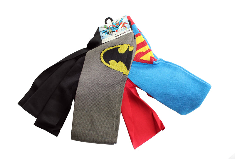 Dynamic Duo Superman & Batman Knee High Caped Socks 2 Pack - Inmyparentsbasement.com