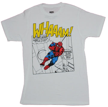 Spider-man Mens T-Shirt  - Whaaam! Swinging Spidey Comic Panel