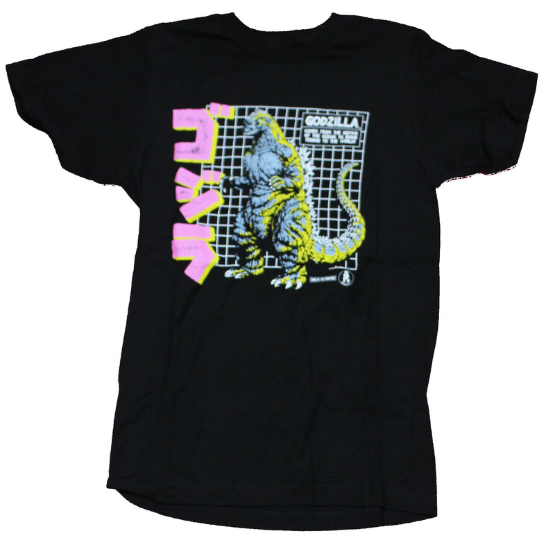 Godzilla Mens T-Shirt - Godzilla Grid & Pink Kanji - Inmyparentsbasement.com