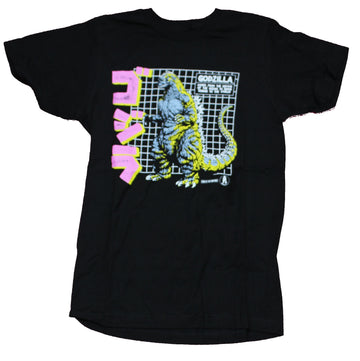 Godzilla Mens T-Shirt - Godzilla Grid & Pink Kanji