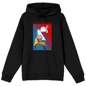 Dragon Ball Z Anime Goku vs Majin Buu Men's Black Pullover Hoodie (Large)