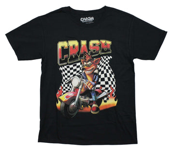 Crash Bandicoot Mens T-Shirt Cool Crash On Motorcycle