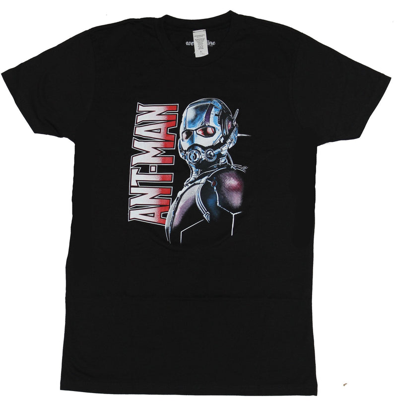 Ant-Man (Marvel Comics) Mens T-Shirt - Vertical Name Next To Turned Profile - Inmyparentsbasement.com
