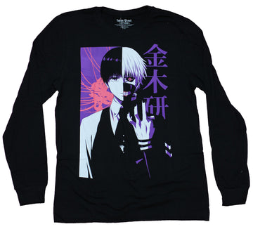 Tokyo Ghoul Mens Long Sleeve T-Shirt - Half Ghoul Kanji Image