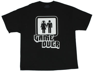 Game Over Mens T-Shirt -  Stick Figure Wedding 8 Bit Logo