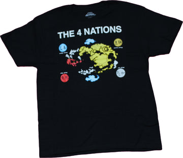 Avatar the Last Airbender Mens T-Shirt - 4 Nations Symbols & Map