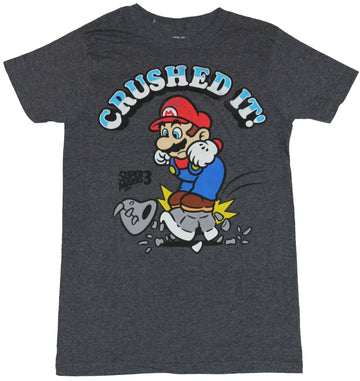 Super Mario Brothers Mens T-Shirt - Crushed It Mario Killing Dry Bones Image