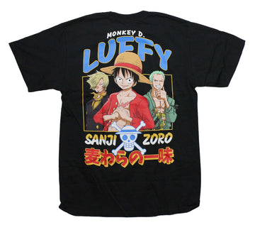 One Piece Mens T-Shirt - Lapel Straw Hat Crew Zoro Luffy Sanji Back