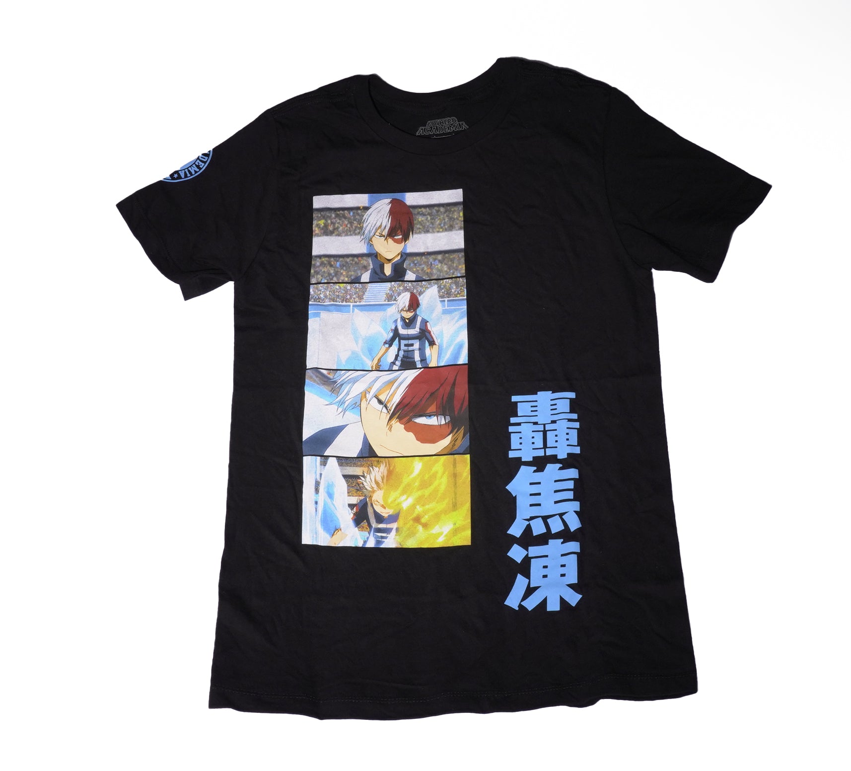 My Hero Academia Mens T-Shirt - Todoroki Panels & Kanji Image