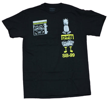 Spongebob Squarepants Mens T-Shirt - SB-99 Patches B & W Pic Back